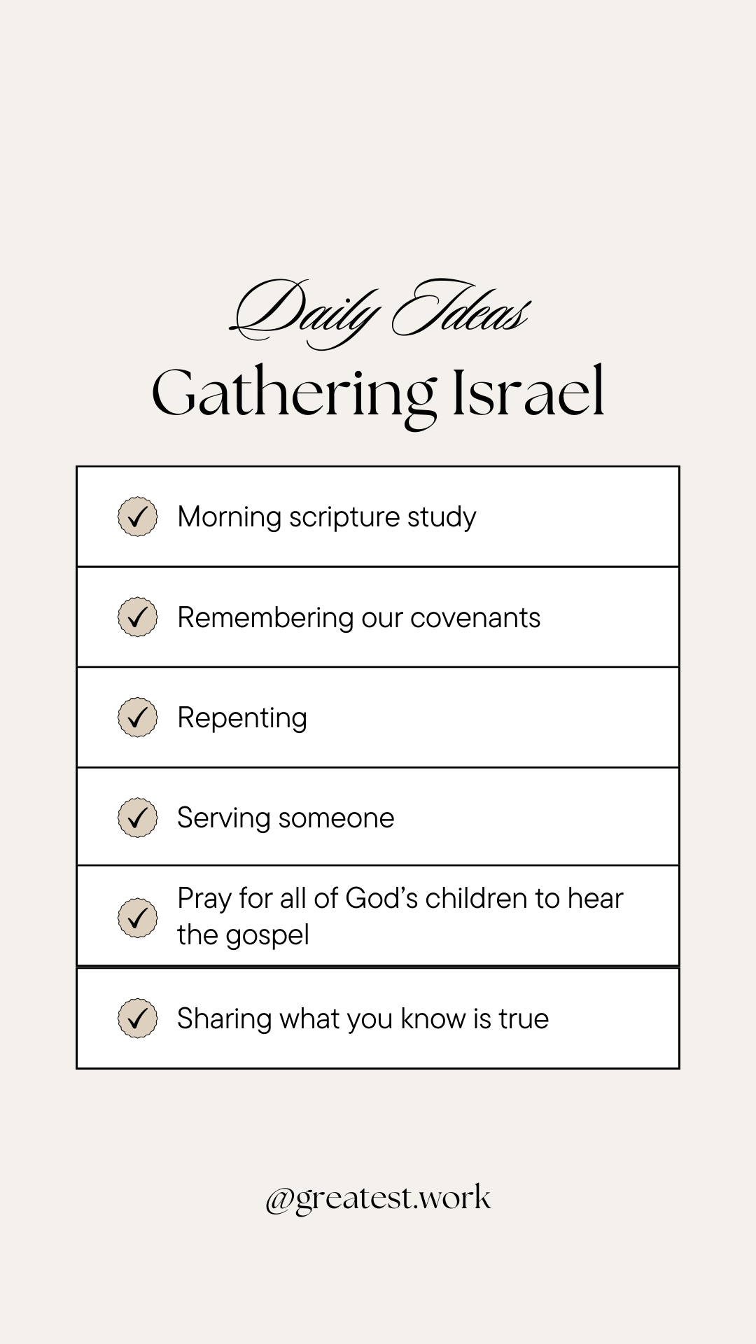 Daily Ideas for Gathering Israel