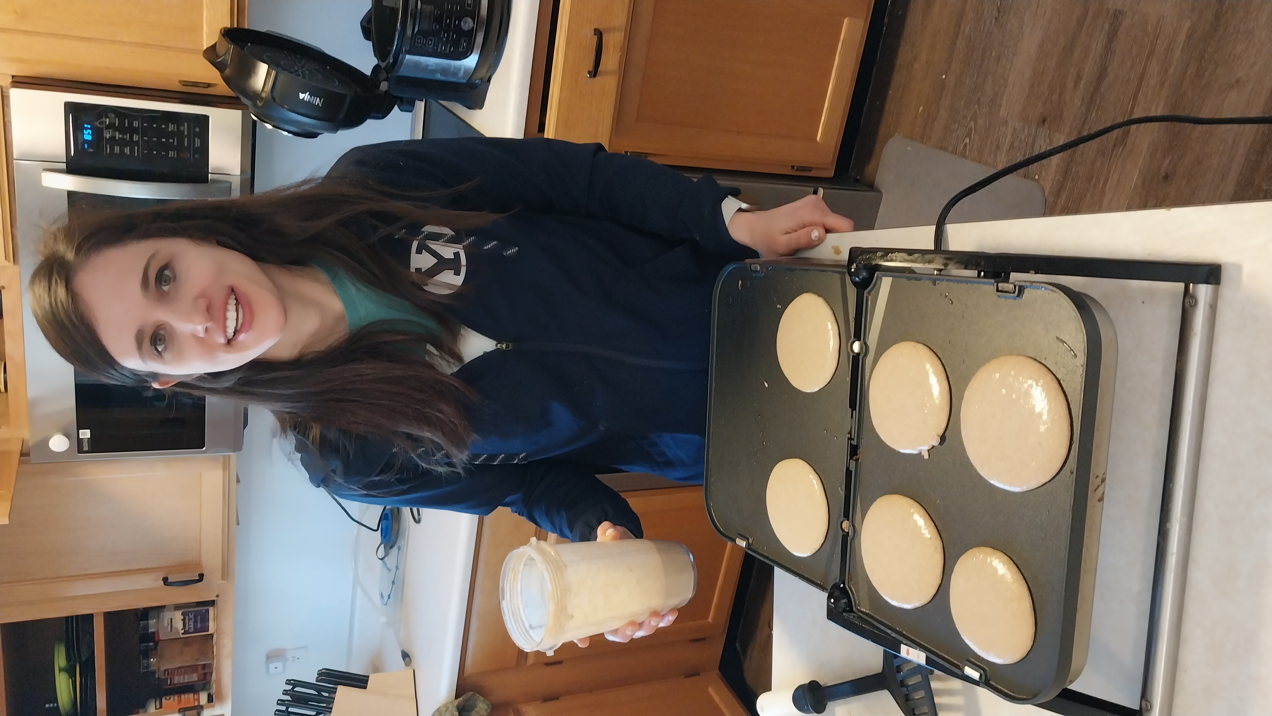 cooking pancakes on a griddle